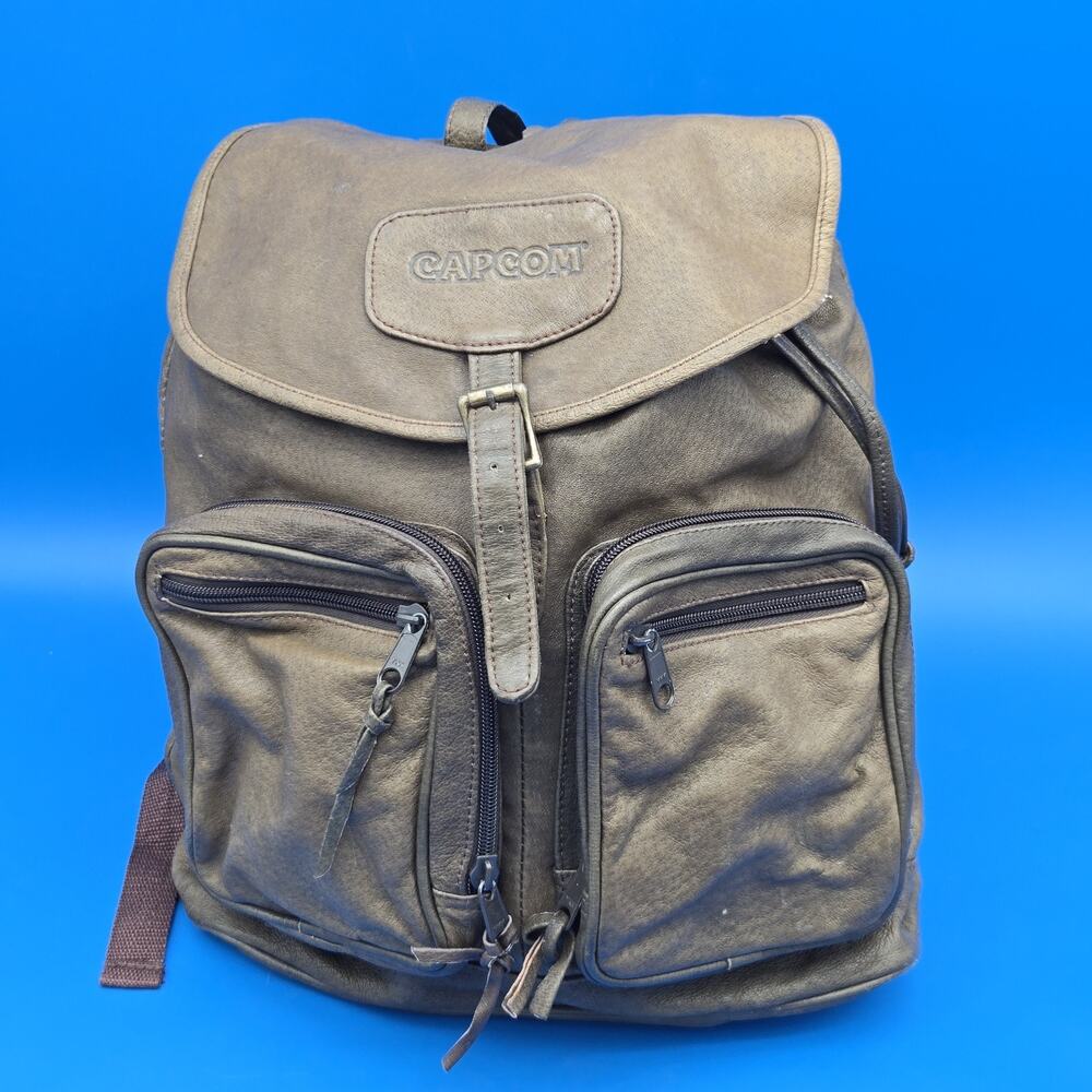 Capcom Vintage Style Soft Brown Backpack 14x14 Rucksack Bag Leather-Look